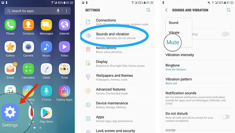 apaga las notificaciones, los sonidos y la vibración del teléfono
