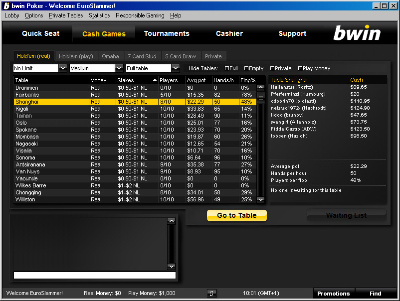 bwin Poker screenshot 2